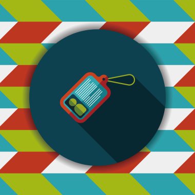 kimlik kartı ile uzun gölge düz simgesi