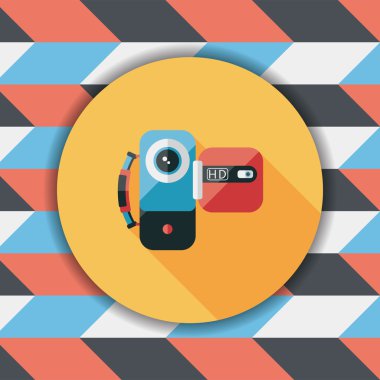 uzun gölge ile video kamera düz simgesi