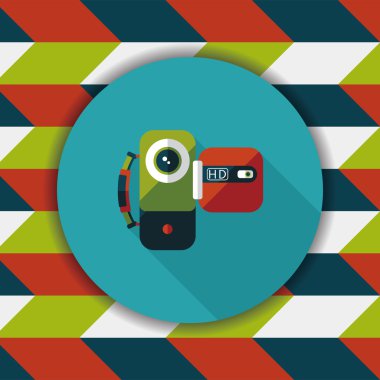 uzun gölge ile video kamera düz simgesi