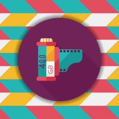 kamera film, uzun gölge ile düz simgesi