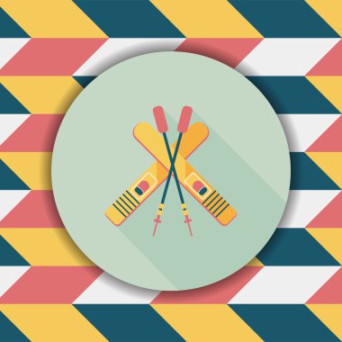 uzun gölge ile Kayak ve sopalarla düz simgesi