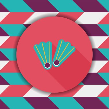 yüzgeçler uzun gölge ile dalış düz simgesi