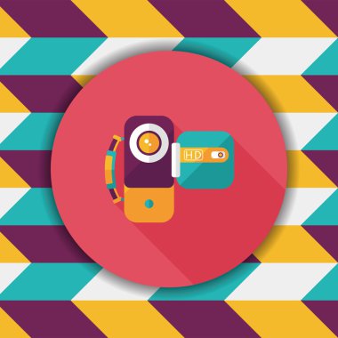 uzun gölge ile video kamera düz simgesi