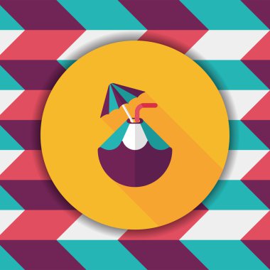 Hindistan cevizi suyu iç, uzun gölge ile düz simgesi