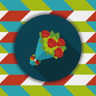 Sevgililer Günü çiçekleri uzun gölgeli düz ikon, eps10