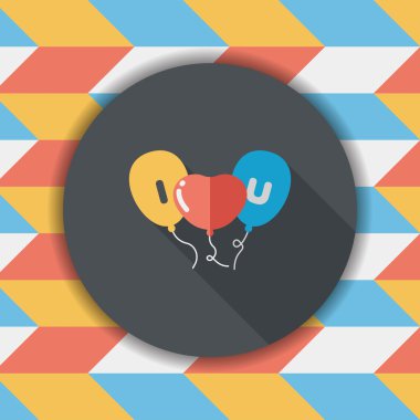 Uzun Gölge, eps10 ile Sevgililer günü ballons düz simgesi