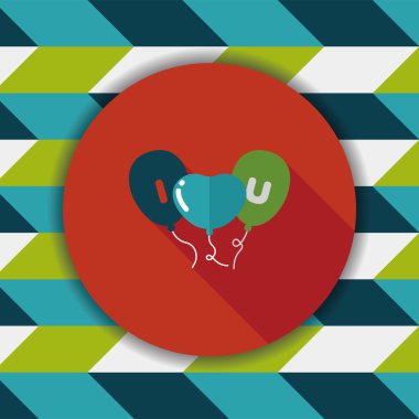 Uzun Gölge, eps10 ile Sevgililer günü ballons düz simgesi