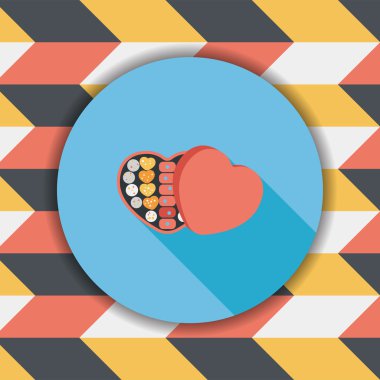 Uzun Gölge, eps10 ile Sevgililer günü çikolata düz simgesi