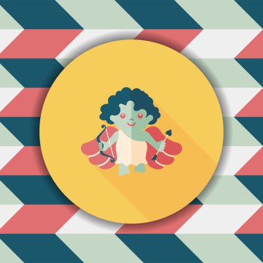 Sevgililer günü aşk tanrısı uzun gölge, eps10 düz simgesiyle