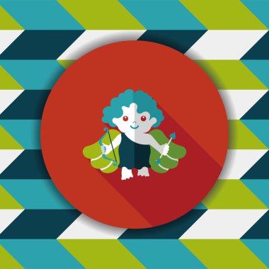 Sevgililer günü aşk tanrısı uzun gölge, eps10 düz simgesiyle