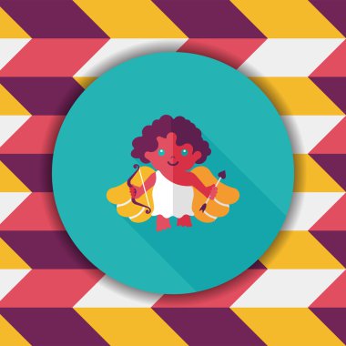 Sevgililer günü aşk tanrısı uzun gölge, eps10 düz simgesiyle