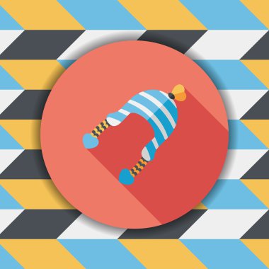 Sevgililer günü kış şapka düz simgesiyle uzun gölge, eps10