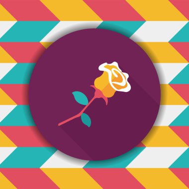 Sevgililer Günü çiçekleri uzun gölgeli düz ikon, eps10