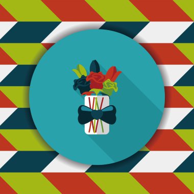 Sevgililer Günü çiçekleri uzun gölgeli düz ikon, eps10