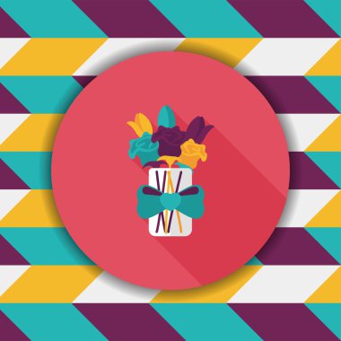 Sevgililer Günü çiçekleri uzun gölgeli düz ikon, eps10