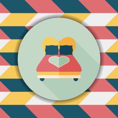 Sevgililer sevgilisi yatak düz simgesiyle uzun gölge, eps10