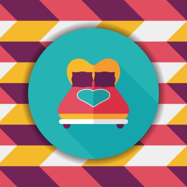 Sevgililer sevgilisi yatak düz simgesiyle uzun gölge, eps10