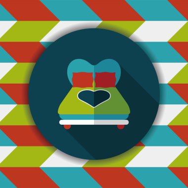 Sevgililer sevgilisi yatak düz simgesiyle uzun gölge, eps10