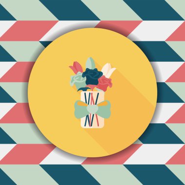 Sevgililer Günü çiçekleri uzun gölgeli düz ikon, eps10