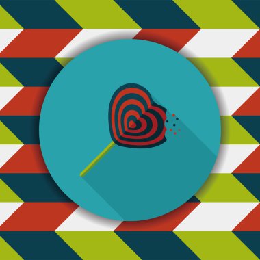 Uzun Gölge, eps10 ile Sevgililer günü lolipop düz simgesi