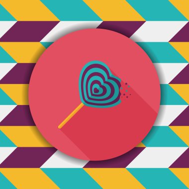 Uzun Gölge, eps10 ile Sevgililer günü lolipop düz simgesi