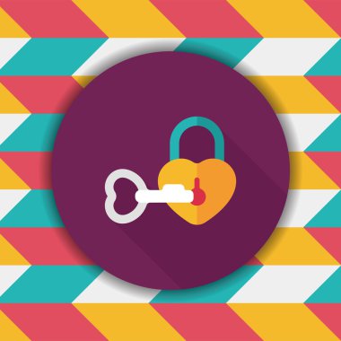 Sevgililer sevgilisi kilit düz simgesi ile uzun gölge, eps10