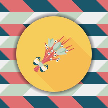 Sevgililer Günü çiçekleri uzun gölgeli düz ikon, eps10