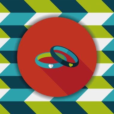 Sevgililer günü çift bilezik düz simgesiyle uzun gölge, eps10