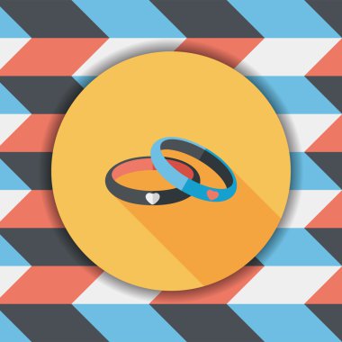 Sevgililer günü çift bilezik düz simgesiyle uzun gölge, eps10