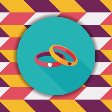 Sevgililer günü çift bilezik düz simgesiyle uzun gölge, eps10