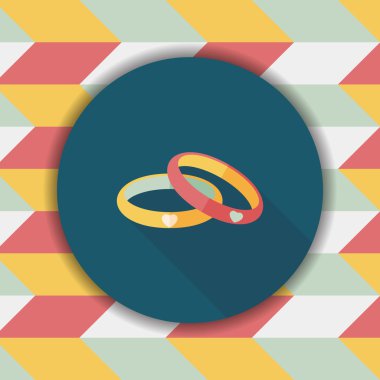 Sevgililer günü çift bilezik düz simgesiyle uzun gölge, eps10