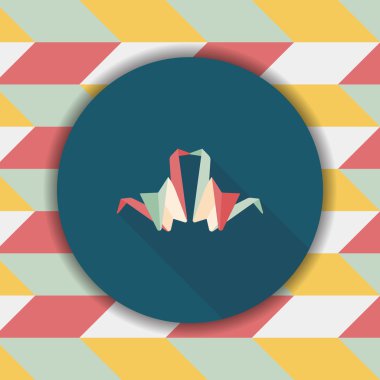 Sevgililer sevgilisi kağıt kuş düz simgesi ile uzun gölge, eps1