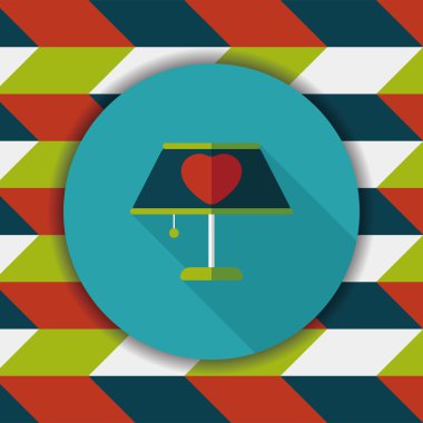 Sevgililer günü kalp lamba düz simgesi ile uzun gölge, eps10