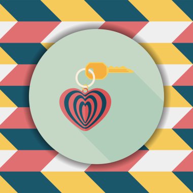 Sevgililer sevgilisi Anahtarlık düz simgesiyle uzun gölge, eps10