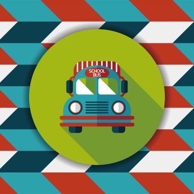 okul otobüsü düz simgesi ile uzun gölge, eps10