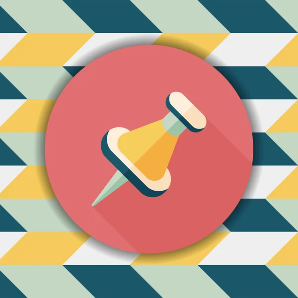 Push pin flat icon with long shadow, eps10 — стоковый вектор