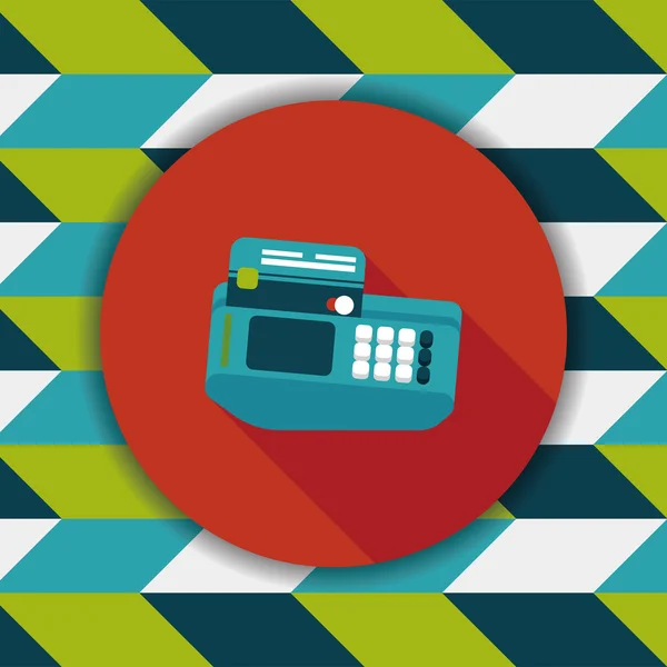 Shopping carte de crédit machine icône plate avec ombre longue, eps10 — Image vectorielle