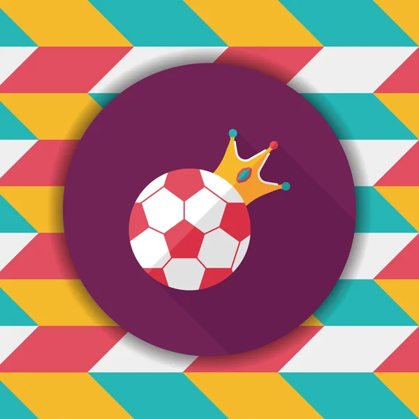 Pelota de fútbol icono plano con sombra larga, eps10 — Vector de stock