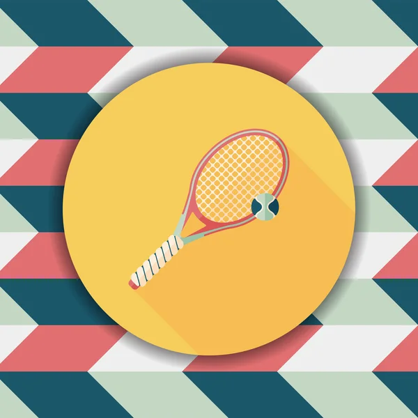 Icona piatta tennis con lunga ombra, eps10 — Vettoriale Stock
