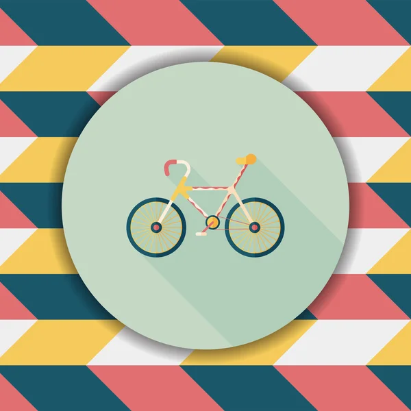 Icône plate à vélo avec ombre longue, eps10 — Image vectorielle