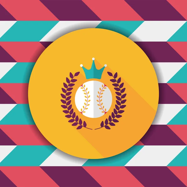 Campeón de béisbol icono plano con sombra larga, eps10 — Vector de stock