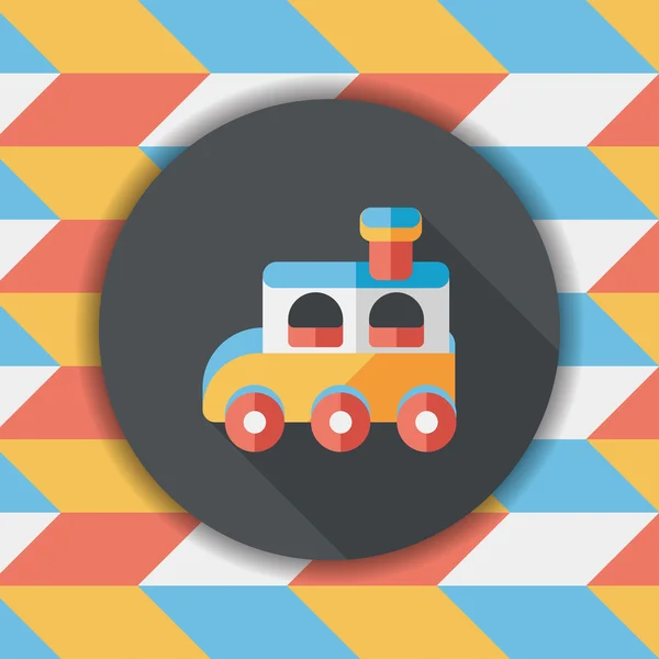 Tren oyuncak uzun gölge, eps 10 düz simgesiyle — Stok Vektör