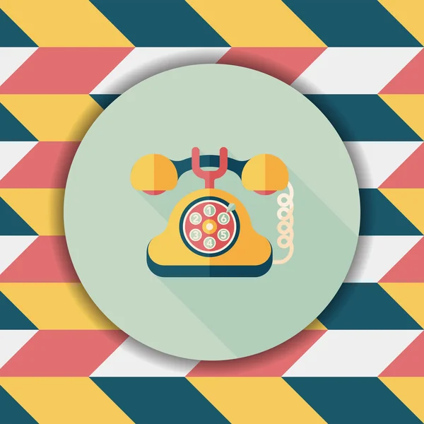 Retro telephone flat icon with long shadow, eps10 — стоковый вектор