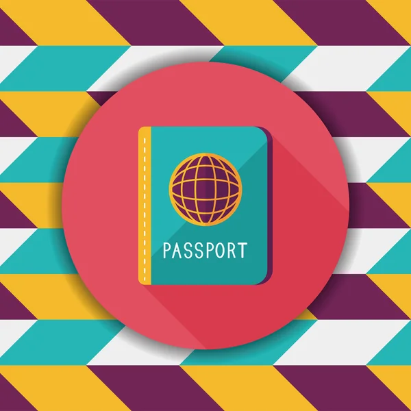 Icône de passeport, icône plate avec ombre longue — Image vectorielle
