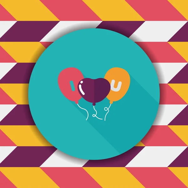 Icône plate ballons Saint-Valentin avec ombre longue, eps10 — Image vectorielle