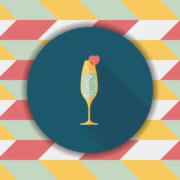 Uzun Gölge, eps10 ile Sevgililer günü şampanya düz simgesi — Stok Vektör