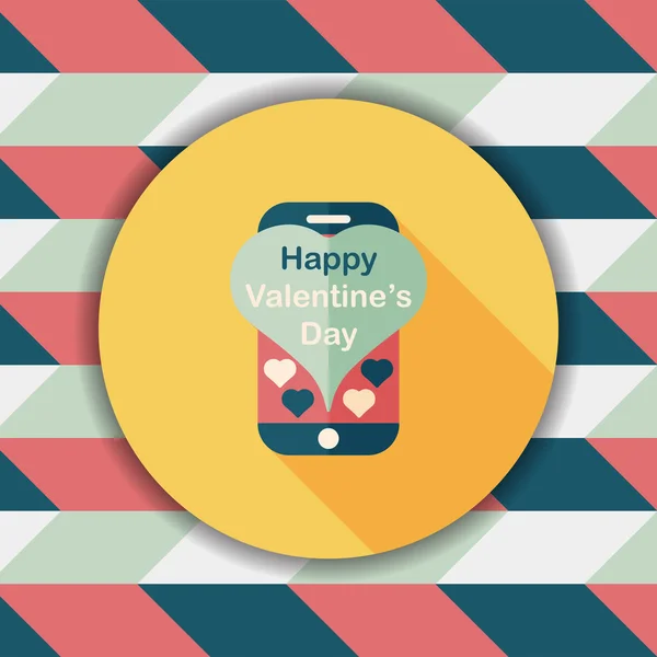 Mensaje del día de San Valentín teléfono icono plano con sombra larga, eps10 — Vector de stock