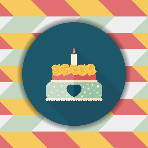 Aftelkalender voor Valentijnsdag cake platte pictogram met lange schaduw, eps10 — Stockvector