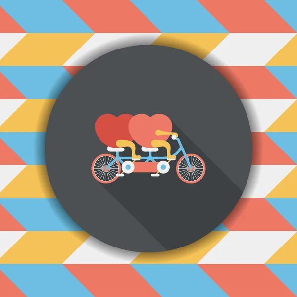 Valentine's Day amour coeur couple équitation vélo plat icône avec — Image vectorielle
