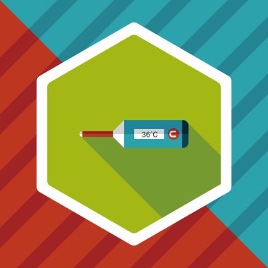 Uzun Gölge, eps10 tıbbi termometre düz simgesiyle